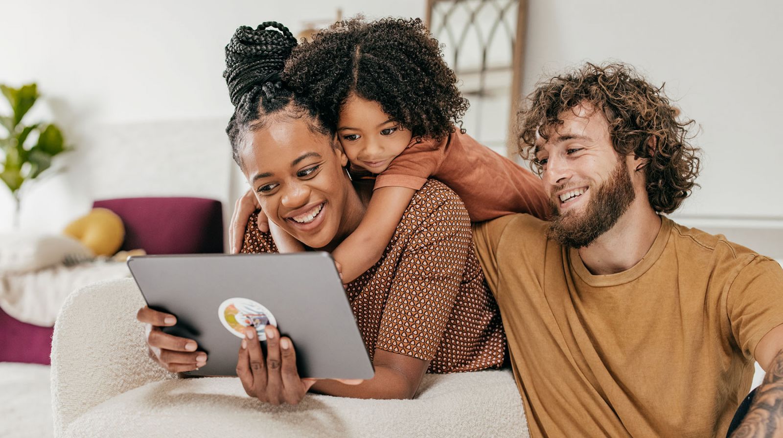 Happy family enjoying their apartment